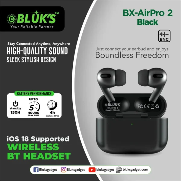 Bluks Bx Air Pro 2 Wireless TWS Earbuds - Transparent Design